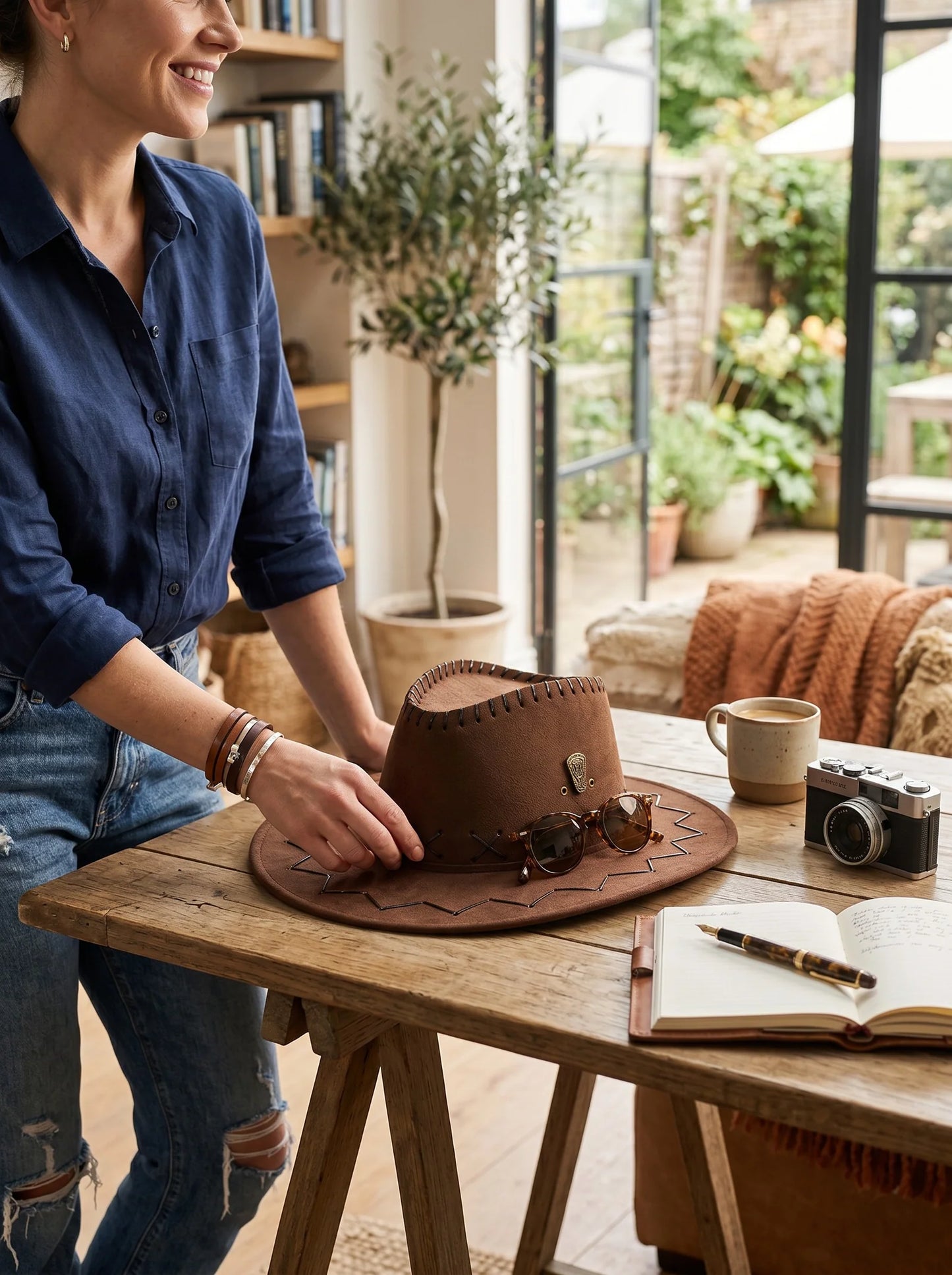 Faux Cowboy Hat | Classic Western Cowgirl & Cowboy Fedora Style Hat for Men & Women