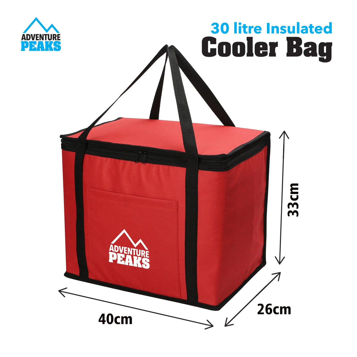 Insulated Camping Cooler Bag 30L 40 x 26 x 33cm Red