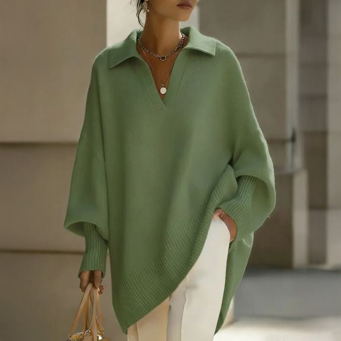 Dolman Sleeve Knit Polo Jumper