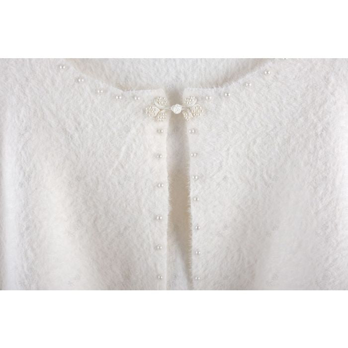 Women’s Pearl Embellished Cape Shrug – Lightweight Bridal & Evening Wrap
