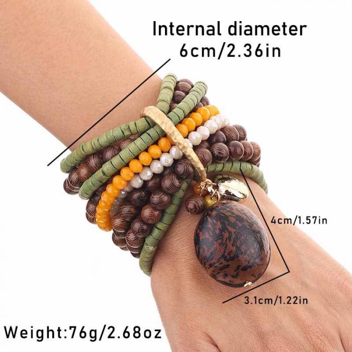 Natural Wood Bead Bracelet | Handmade Boho Bracelet for Women & Men