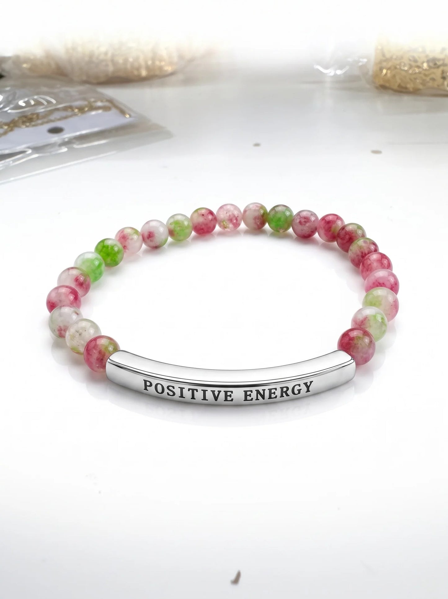Healing Amethyst Bracelet – Inspirational Engraved Bar Bracelet for Men & Women