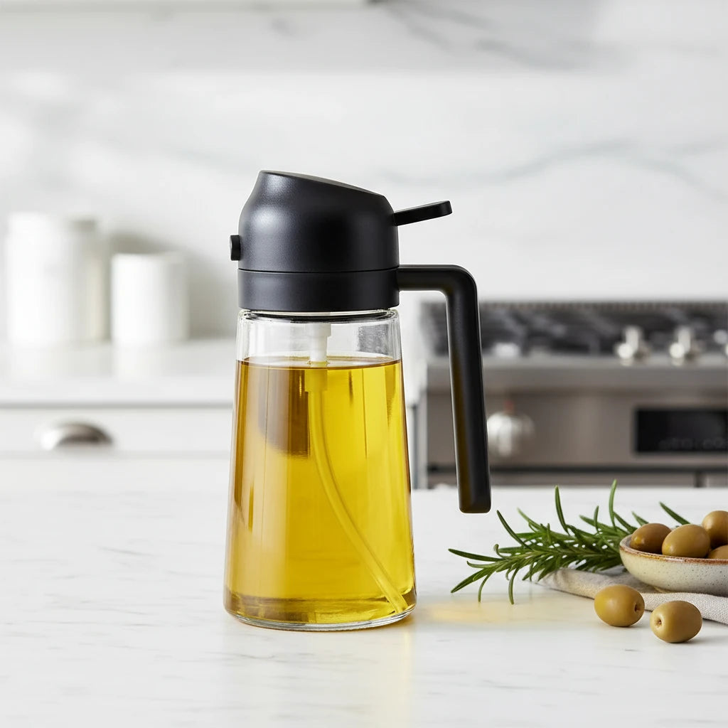 Leakproof Refillable 2-in-1 Oil Sprayer &amp; Pourable Bottle 18x10x8cm 249g
