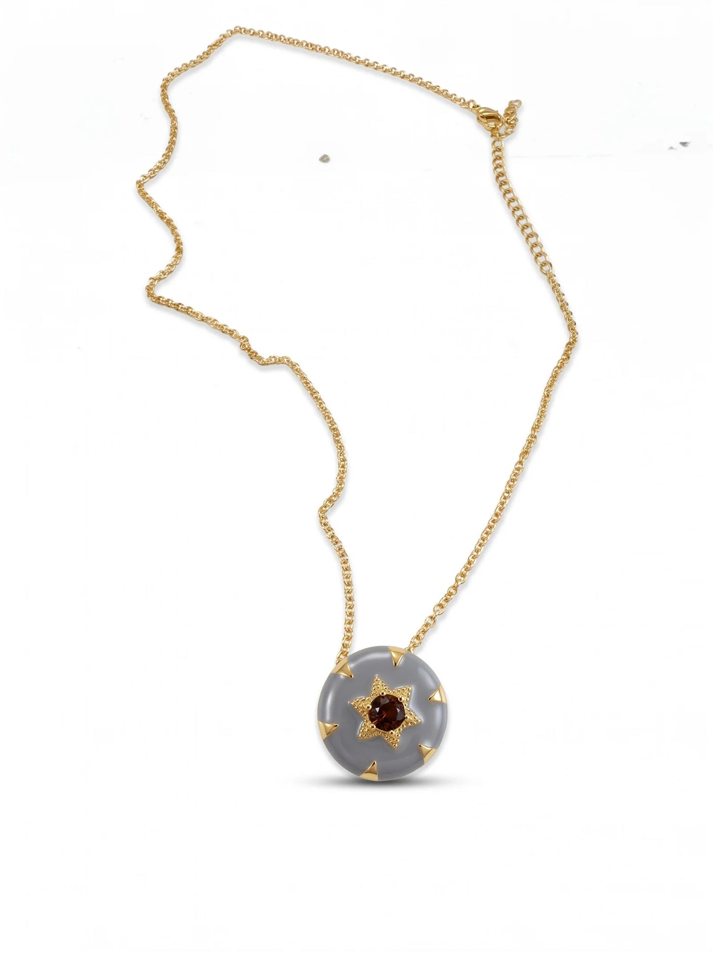 Elegant Round Pendant Necklace | Gold Star Crystal Charm Necklace | Women’s Statement Jewellery ✨💚