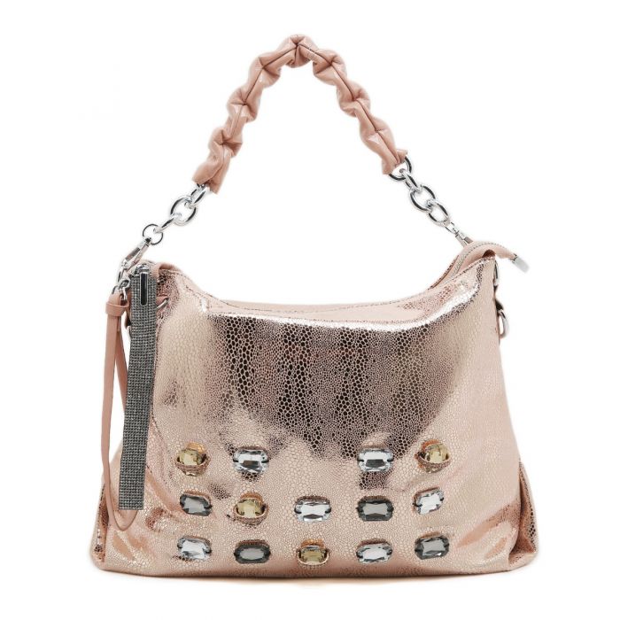Metallic Jewels Encrusted Hobo Bag | Women’s Sparkly Shoulder Handbag | Party Evening Fashion Tote