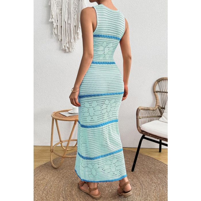 Floral Crochet Maxi Dress Knit Cover-Up | Sleeveless Beach & Resort Dress