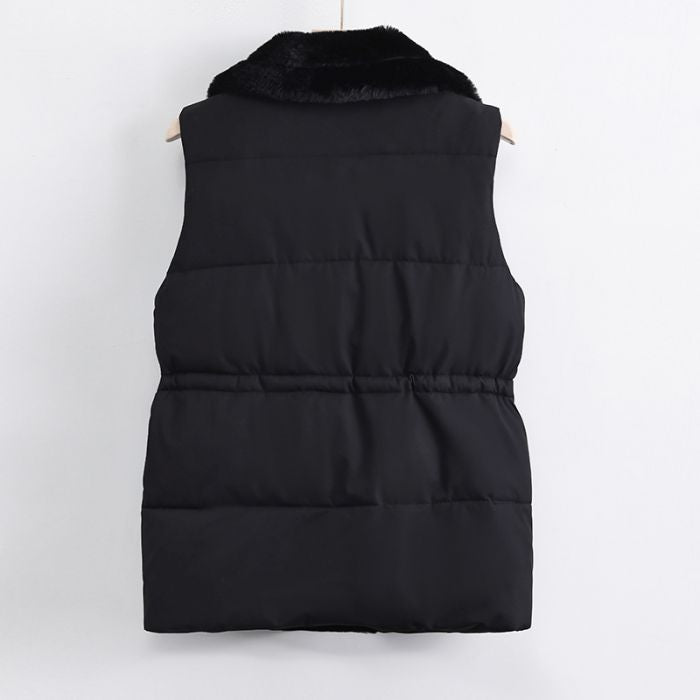 Faux Fur Trim Puffer Vest