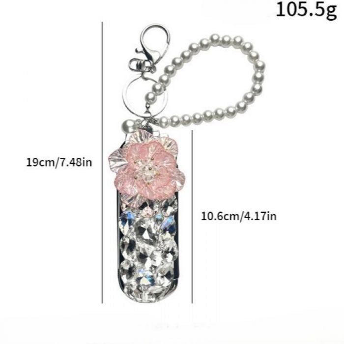 Key Charm Folding Mirror & Hair Comb with Pearls