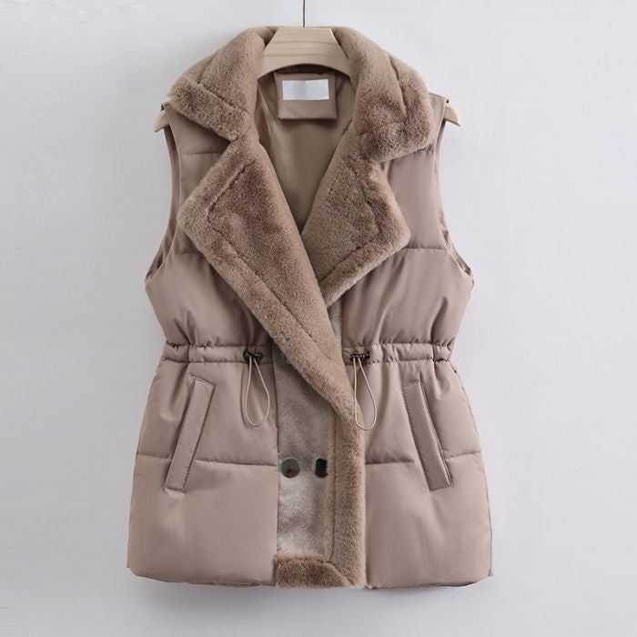 Faux Fur Trim Puffer Vest