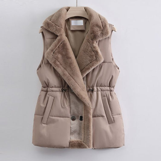Faux Fur Trim Puffer Vest