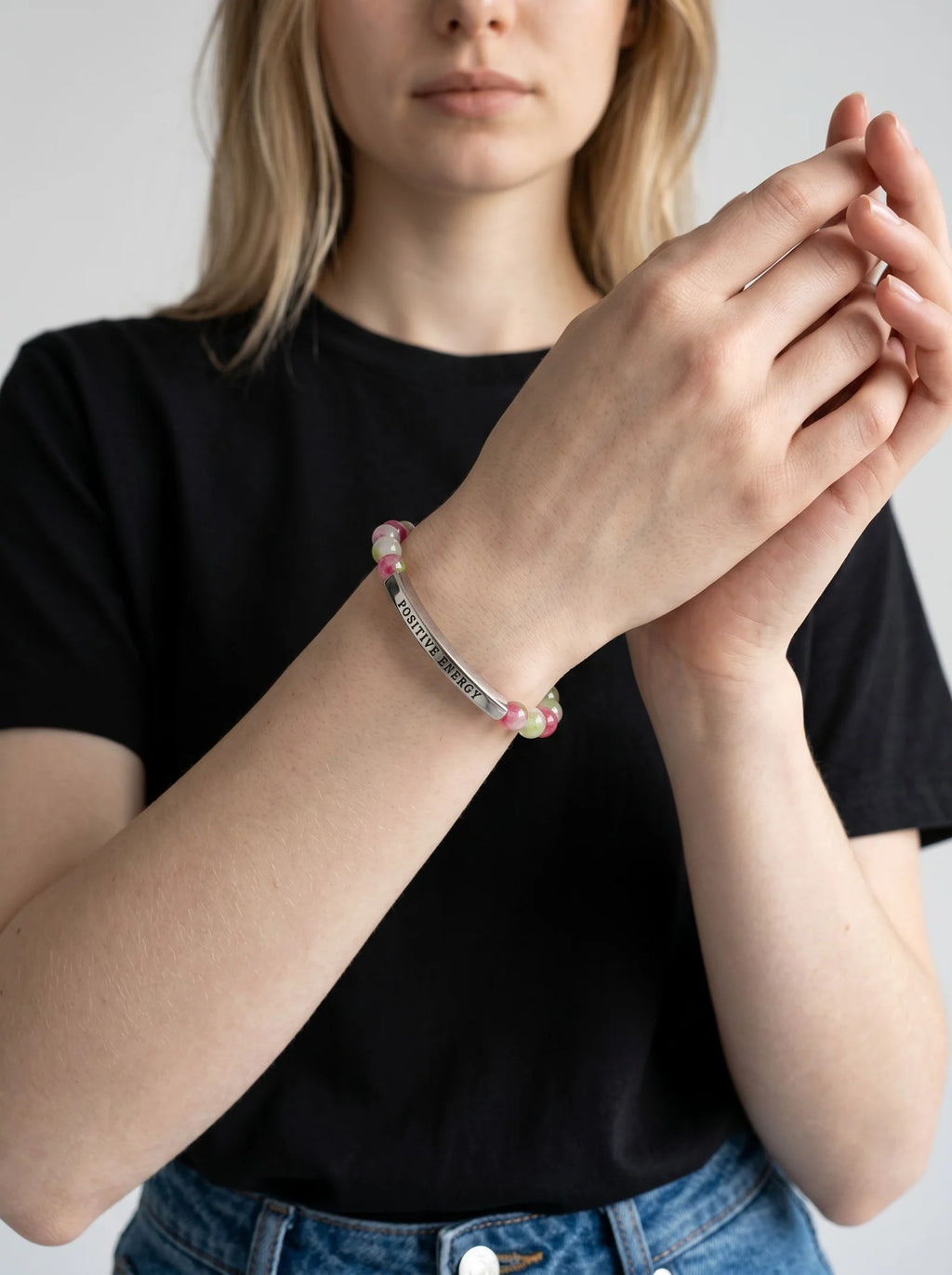 Healing Amethyst Bracelet – Inspirational Engraved Bar Bracelet for Men & Women