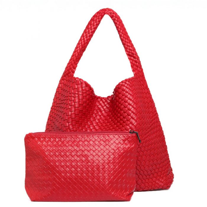 Weave Tote Bag with Matching Clutch - Elegant Woven Design for Everyday Use