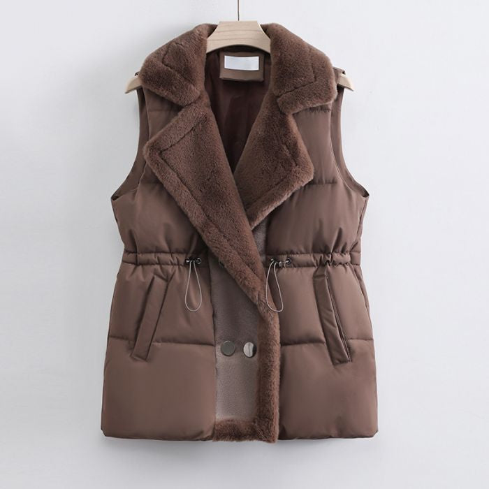 Faux Fur Trim Puffer Vest