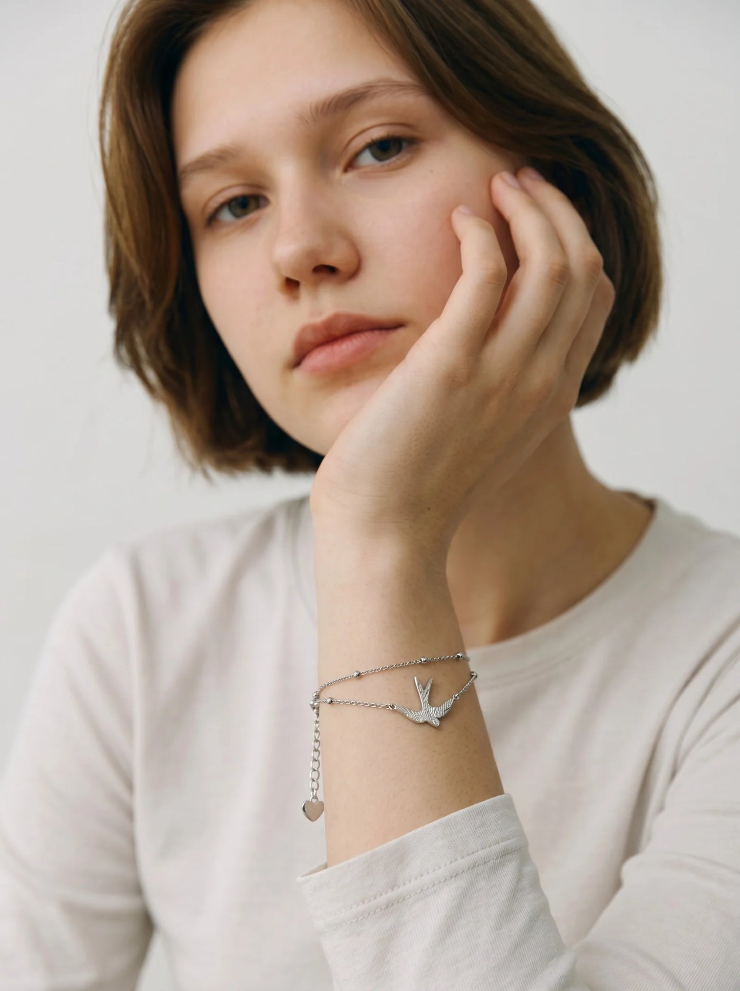 Elegant Silver Butterfly & Swallow Bird Charm Bracelet | Minimalist Adjustable Chain Bracelet for Women