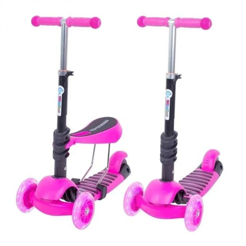 3-in-1 Kids Scooter with Removable Seat | Adjustable Height Foldable Kick Scooter | LED 3-Wheel Ride-On Scooter for Boys & Girls