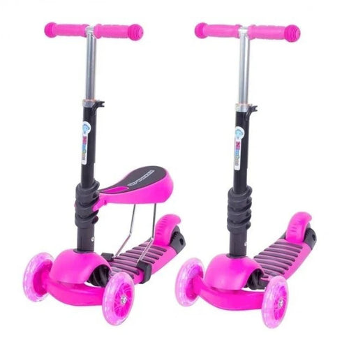 3-in-1 Kids Scooter with Removable Seat | Adjustable Height Foldable Kick Scooter | LED 3-Wheel Ride-On Scooter for Boys & Girls