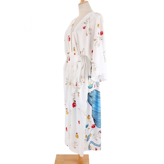 Women’s Printed Kimono Robe – Lightweight Boho Floral Cardigan Cover-Up in Elegant Design