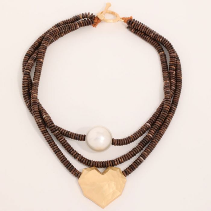 Chunky Turquoise & Wood Beaded Necklace