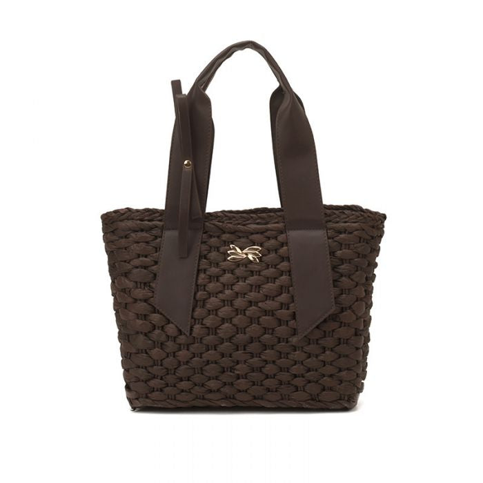 Summer Woven Straw Handbag & Metallic Accent