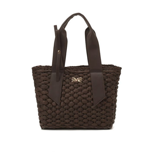 Summer Woven Straw Handbag & Metallic Accent