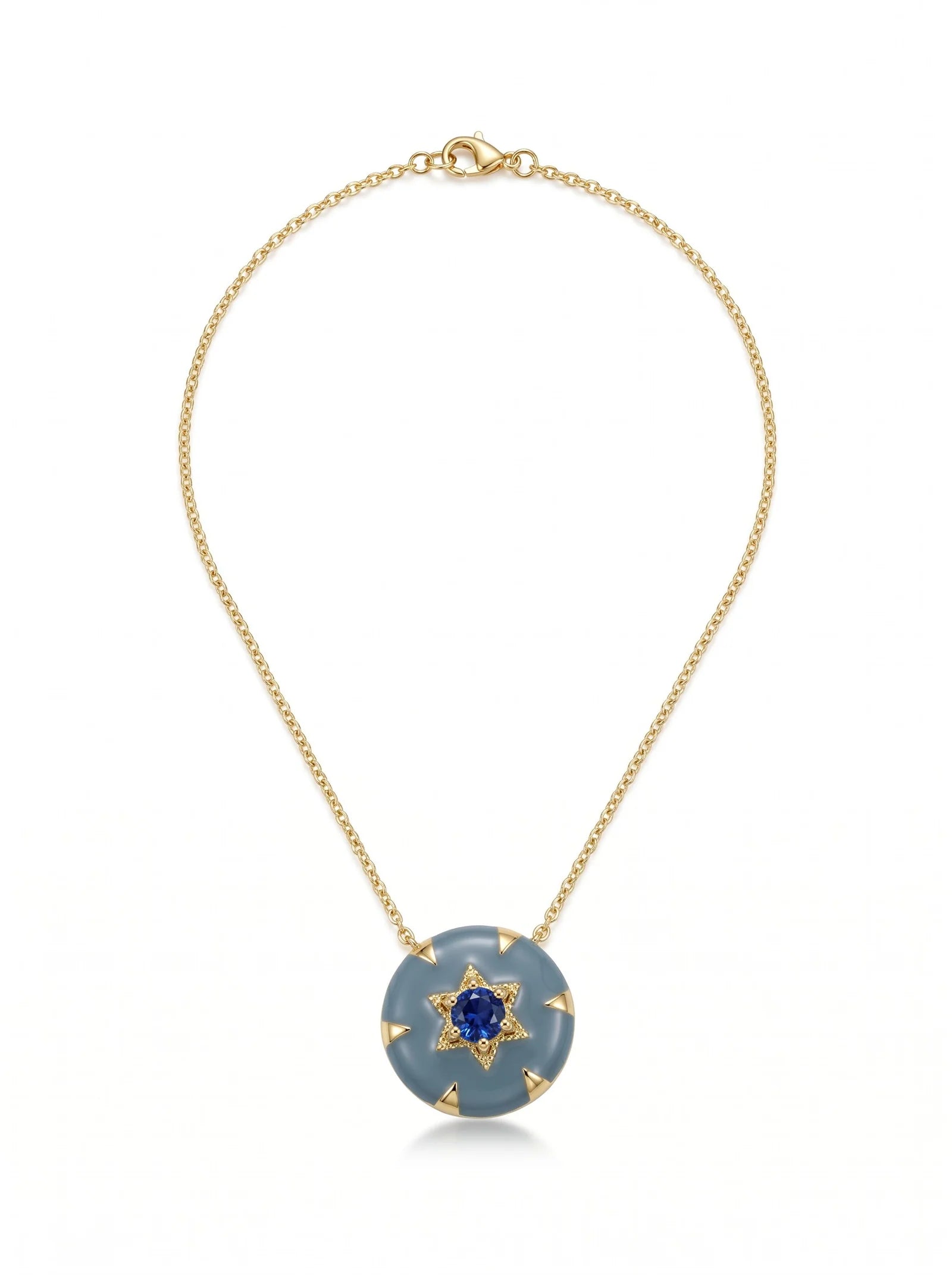 Elegant Round Pendant Necklace | Gold Star Crystal Charm Necklace | Women’s Statement Jewellery ✨💚