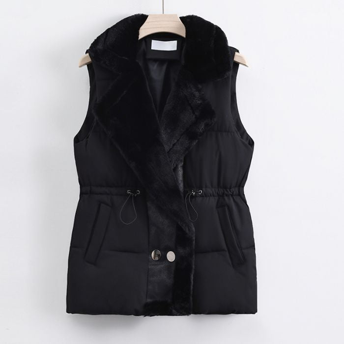 Faux Fur Trim Puffer Vest