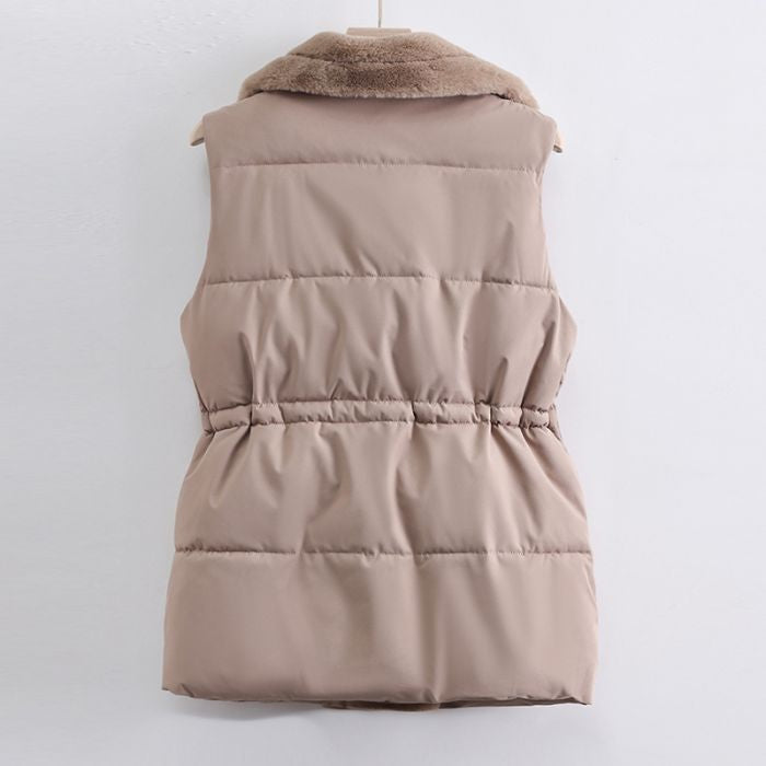 Faux Fur Trim Puffer Vest