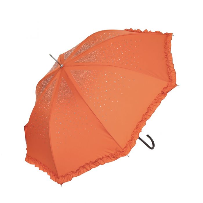 Diamante Sparkly Frilly Umbrella in Vibrant Pink with Glittering Details and Ruffled Edges for a Chic Look