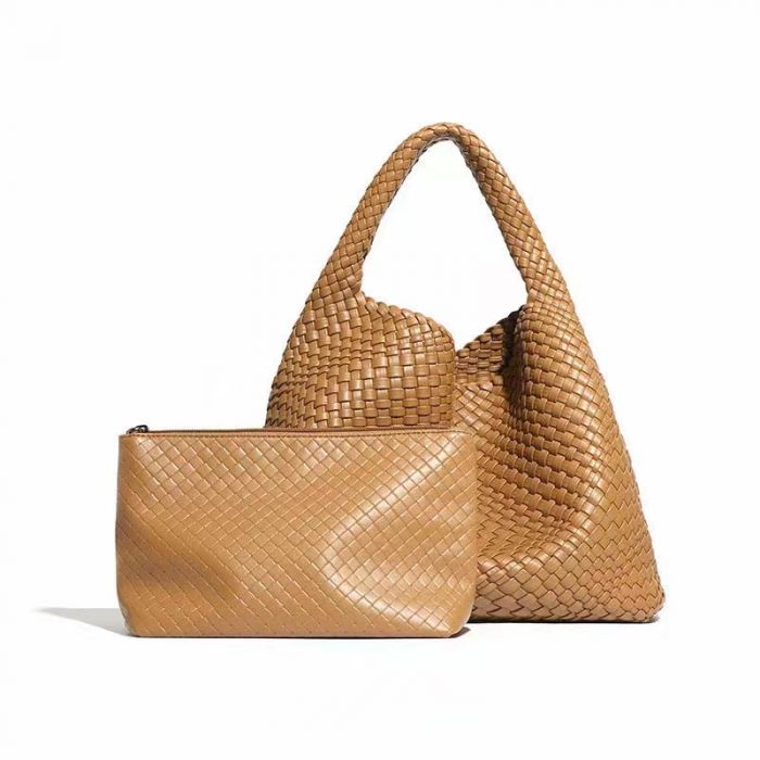 Weave Tote Bag with Matching Clutch - Elegant Woven Design for Everyday Use