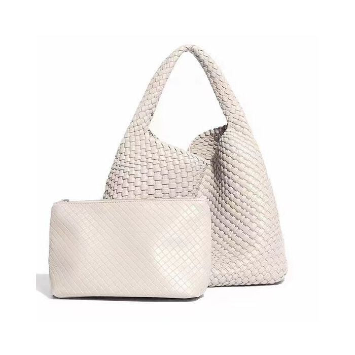 Weave Tote Bag with Matching Clutch - Elegant Woven Design for Everyday Use