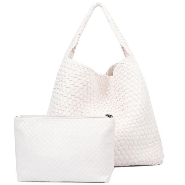 Weave Tote Bag with Matching Clutch - Elegant Woven Design for Everyday Use