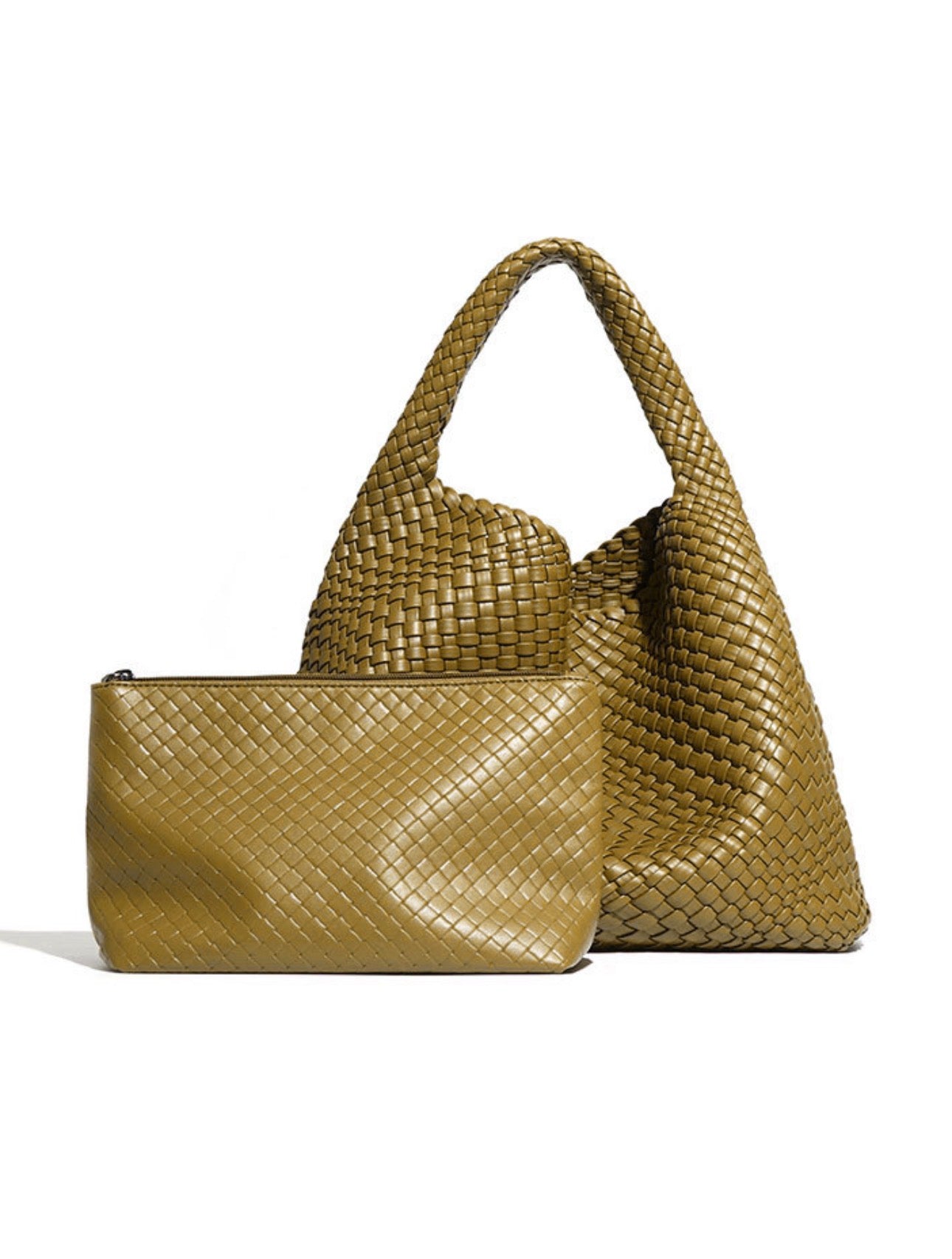 Weave Tote Bag with Matching Clutch - Elegant Woven Design for Everyday Use