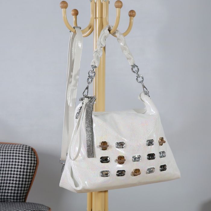 Metallic Jewels Encrusted Hobo Bag | Women’s Sparkly Shoulder Handbag | Party Evening Fashion Tote