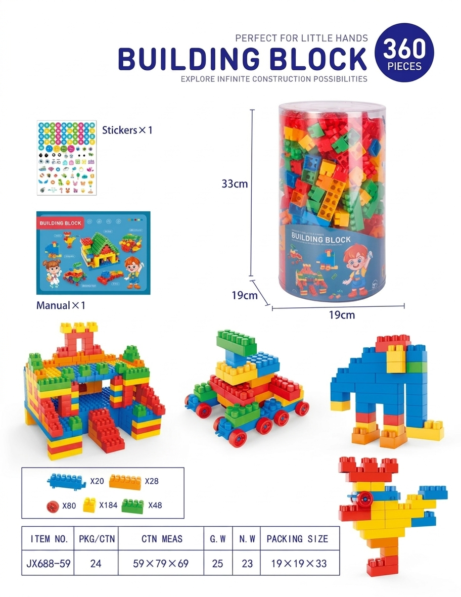 Kids Building Blocks Toy Set | Educational Construction Blocks | Creative Learning Bricks | Boys & Girls Gift