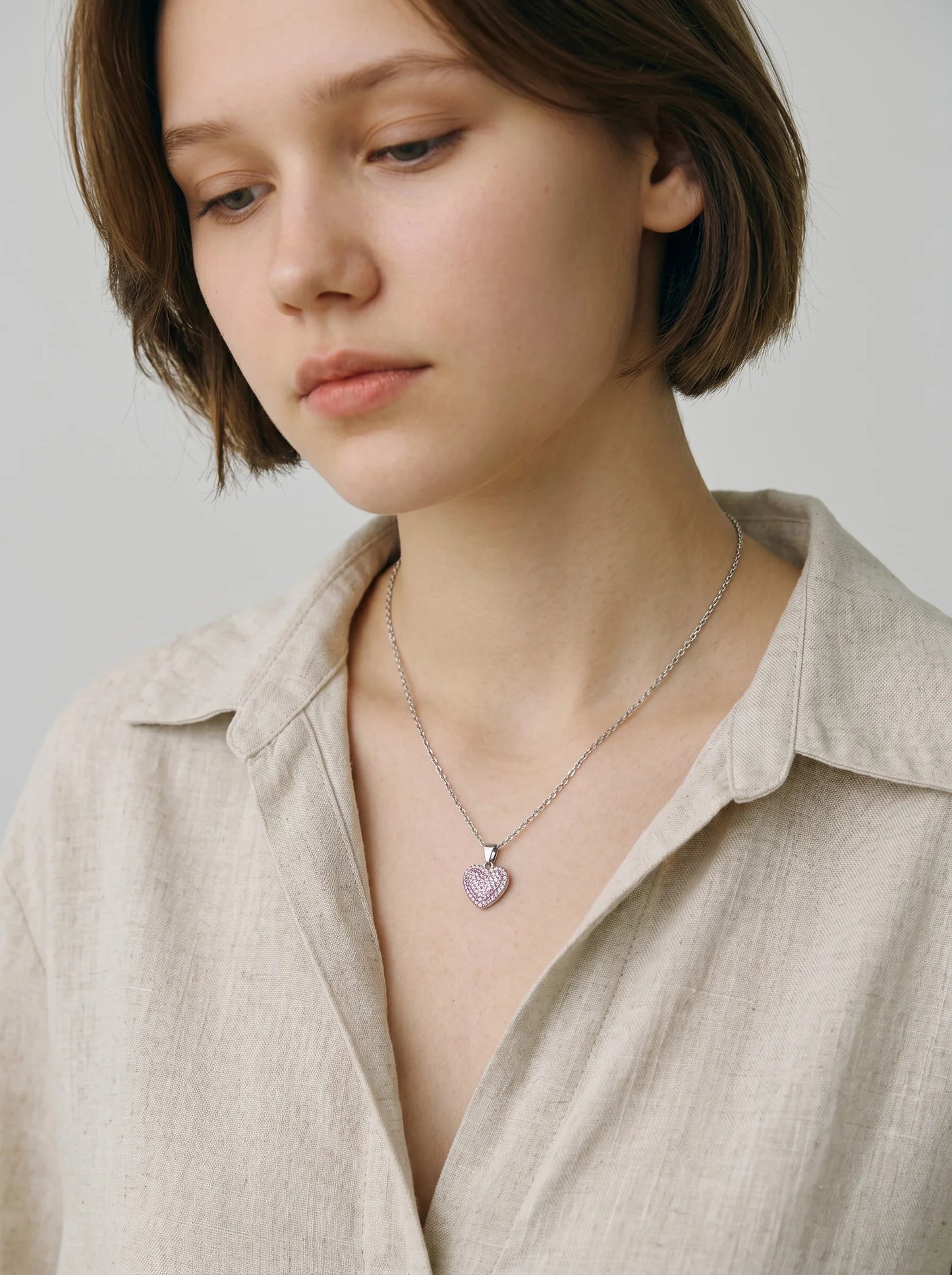 Cute Y2K Sparkling Heart Locket Necklace – Rhinestone Pendant Chain ✨