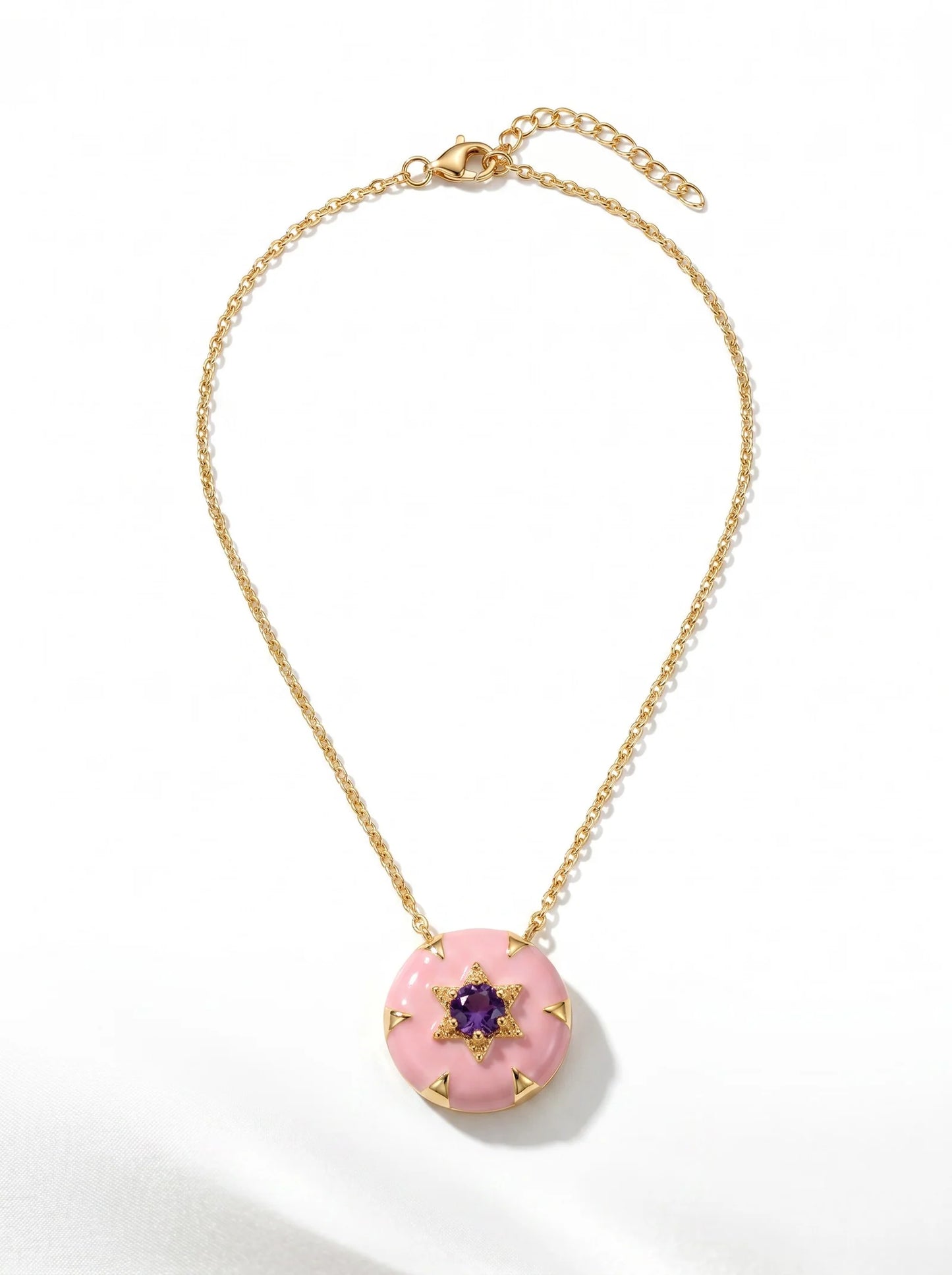 Elegant Round Pendant Necklace | Gold Star Crystal Charm Necklace | Women’s Statement Jewellery ✨💚