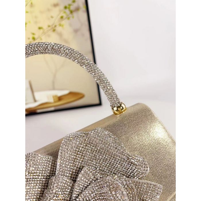Rhinestone Rose Flower Evening Bag | Sparkly Crystal Clutch Purse for Party & Wedding