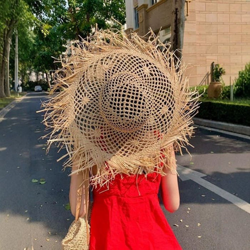 Elegant Women’s Straw Beach Hat | Wide Brim Summer Sun Hat for Travel & Holidays