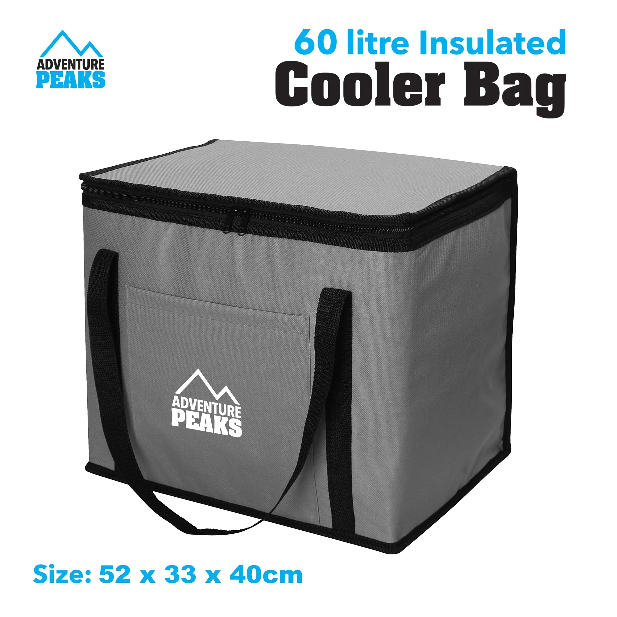 Insulated Camping Cooler Bag – 60L | 52 × 33 × 40 cm | Red & Grey