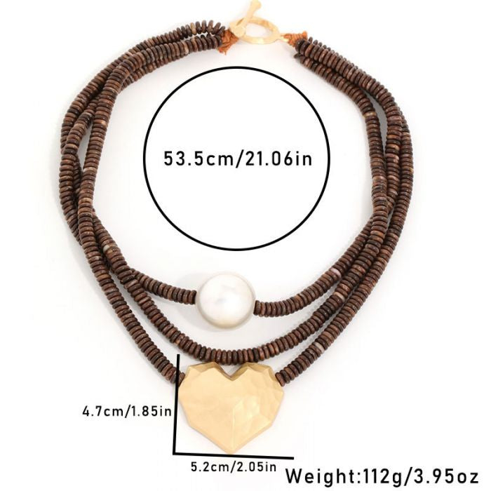 Chunky Turquoise & Wood Beaded Necklace