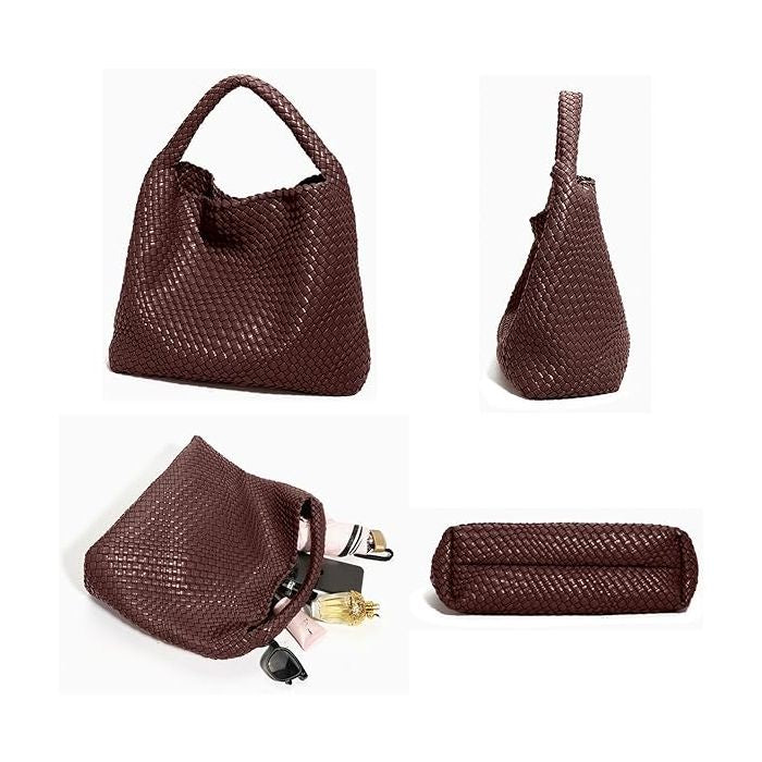 Weave Tote Bag with Matching Clutch - Elegant Woven Design for Everyday Use