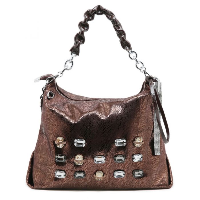 Metallic Jewels Encrusted Hobo Bag | Women’s Sparkly Shoulder Handbag | Party Evening Fashion Tote