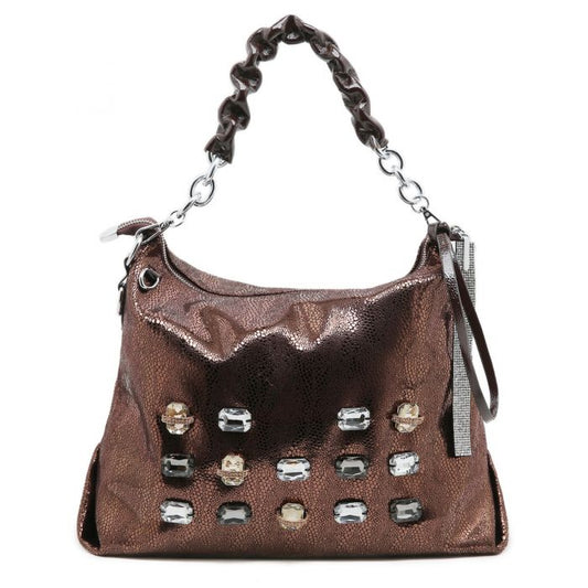 Metallic Jewels Encrusted Hobo Bag | Women’s Sparkly Shoulder Handbag | Party Evening Fashion Tote