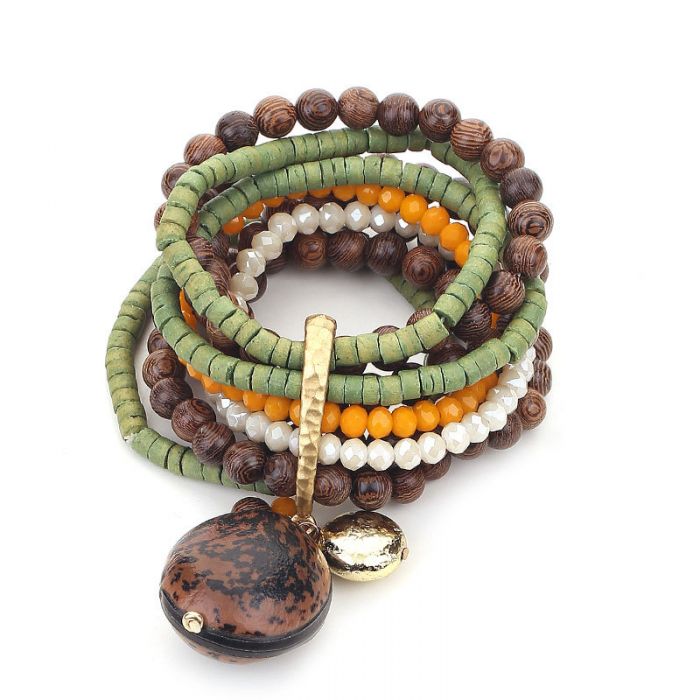 Natural Wood Bead Bracelet | Handmade Boho Bracelet for Women & Men