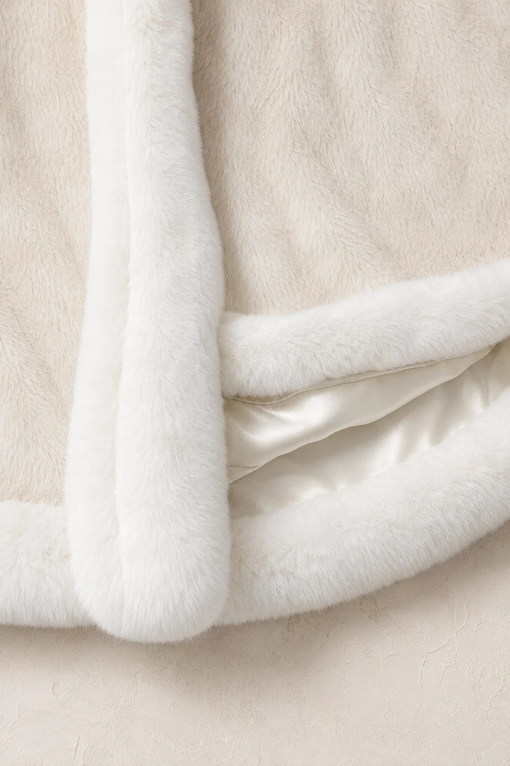 Elegant White Faux Fur Hooded Cape