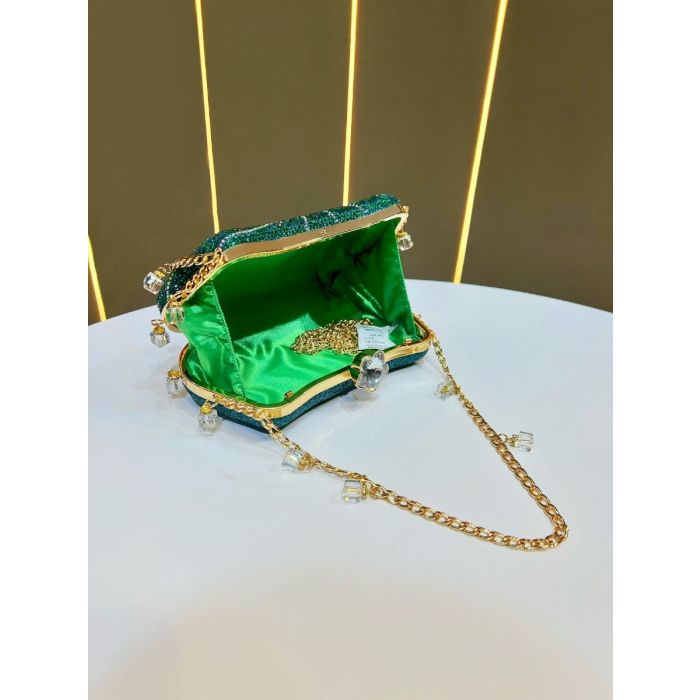 Crystal Clutch Bag with Beaded Chain Strap | Luxury Rhinestone Evening Bag for Weddings, Parties & Prom