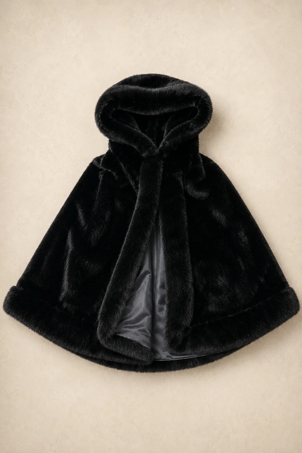 Elegant White Faux Fur Hooded Cape