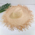 Women’s Fringed Raffia Straw Sun Hat with Black Ribbon Bow | Wide Brim Natural Woven Beach Hat | Summer UV Protection