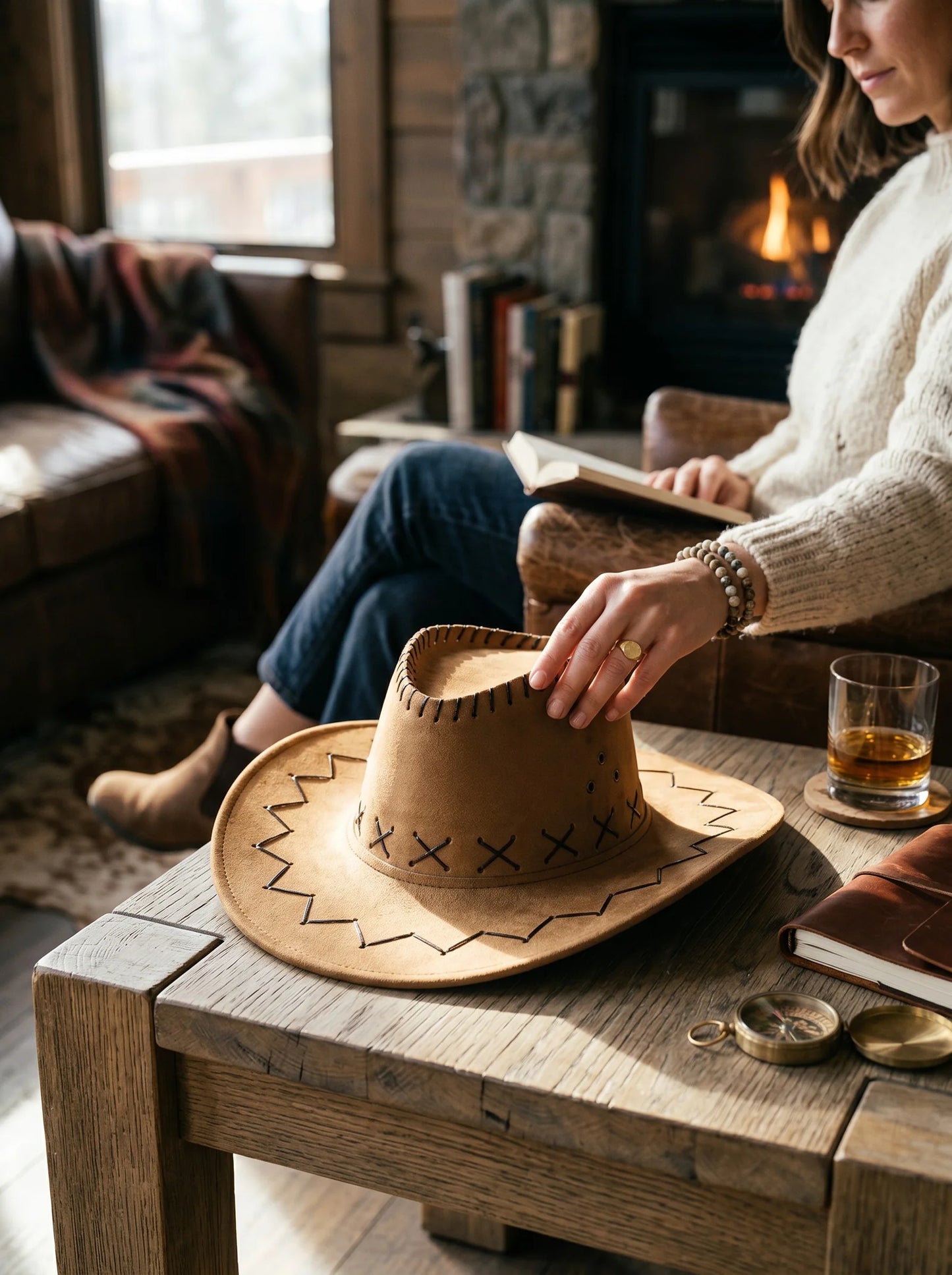 Faux Cowboy Hat | Classic Western Cowgirl & Cowboy Fedora Style Hat for Men & Women