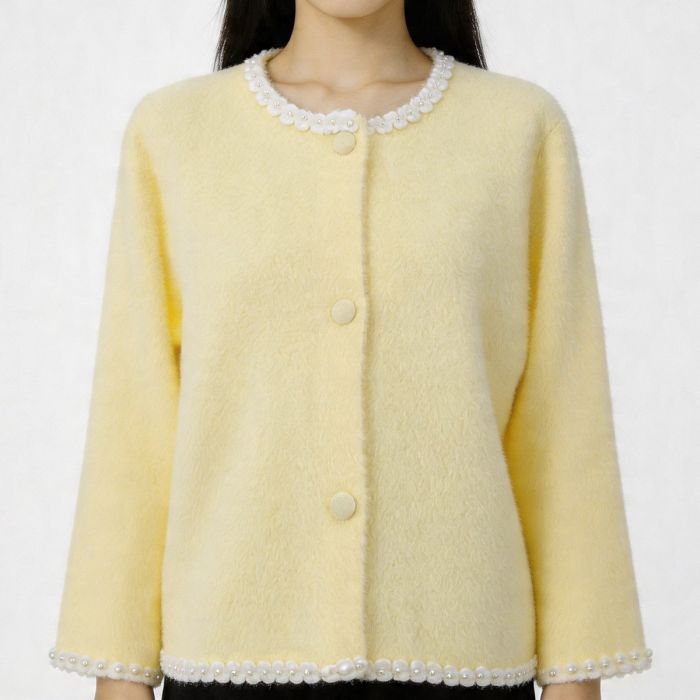 Floral Pearl Embellishments Soft Cardigan